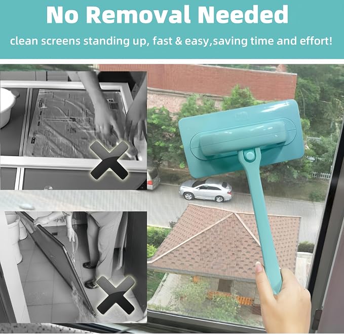 5 Pack Window Cleaning Brush Tool Kit, Dry and Wet Use Window Mesh Screen - Image 2