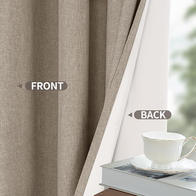 YoungsTex Burlap Linen 100% Blackout Curtains 68 Inch Length - Image 6