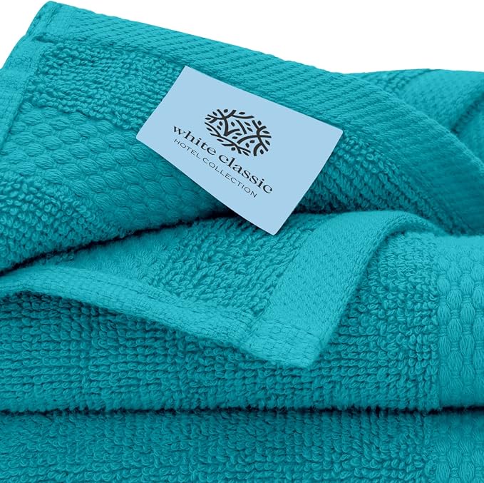 White Classic Luxury Cotton Washcloths 13x13 Inch - Image 5