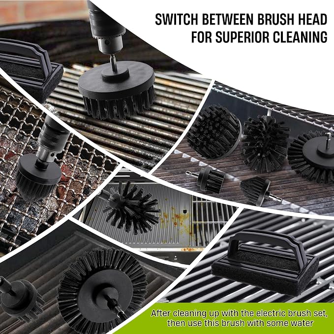 6 Piece BBQ Grill Cleaning Brush Ultra Stiff Drill Powered Cleaning Brushes - Image 6