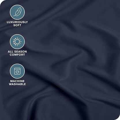Bare Home Fitted Bottom Sheet Twin XL Size - Premium 1800 Microfiber - Ultra-Soft Hotel Luxury - Deep Pocket - Durable and Long Lasting - Fitted Sheet (Twin XL, Midnight Blue)