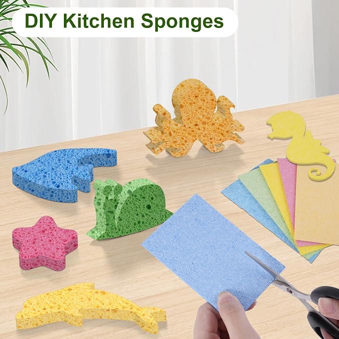 15 Pcs Cellulose Sponges Kitchen, 5 Colors Non-Scratch Colorful Sponges - Image 6
