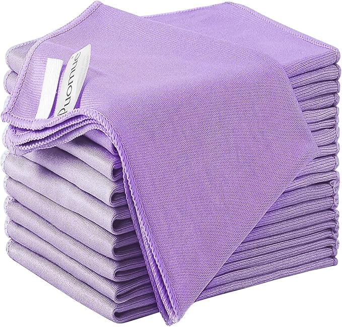 12 Pack Microfiber Glass Cleaning Cloth, 10.8 Inch X 13.8 Inch, Lint Free by Puomue