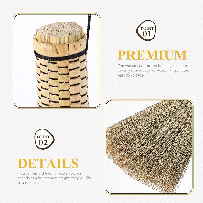 Wakauto Handmade Corn Broom Small 26Cm Straw Handheld Broom Natural Household - Image 8