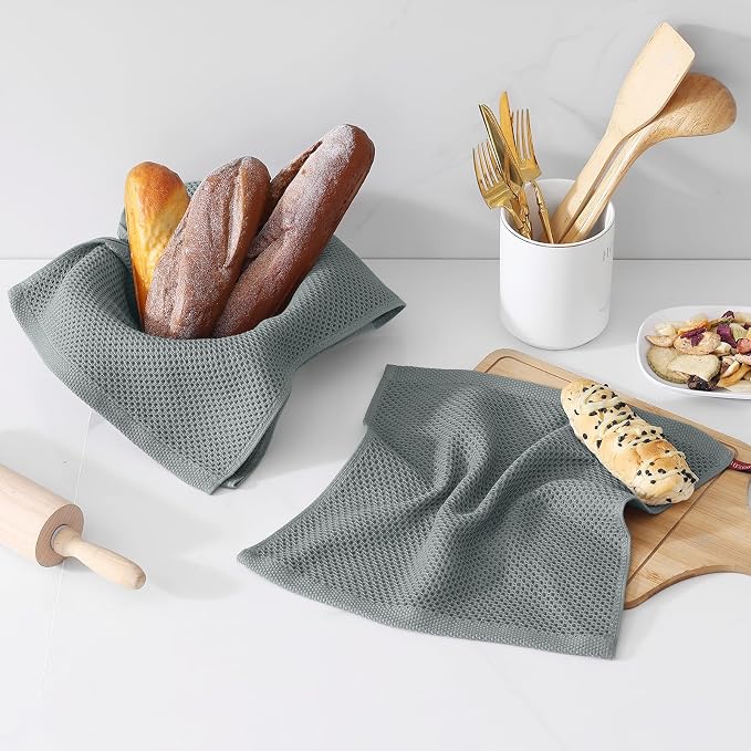 Kitinjoy 100% Cotton Kitchen Dish Cloths, 6 Pack Waffle Weave Ultra Soft - Image 2