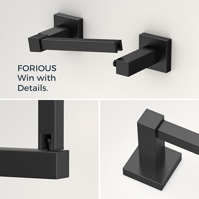 FORIOUS Toilet Paper Holder Set Wall Mount, SUS 304 Stainless Steel Pivoting - Image 3