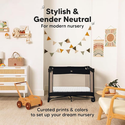 Pack and Play Sheets Fitted - 2-Pack Mini Crib Sheets for Pack N Play Mattress 38x26, Soft & Cozy, Neutral Toddler Playard Bedding, Snug Fitted Mini Baby Crib Mattress Cover Boy, Girl (Elly)