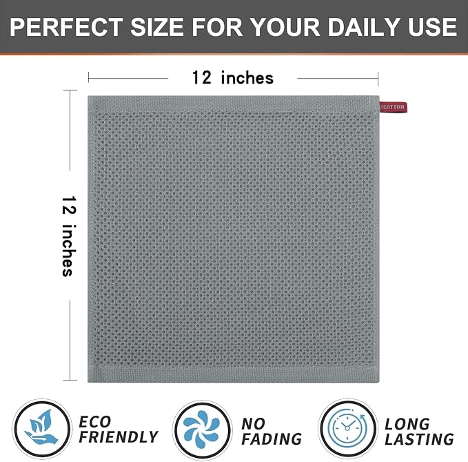 Kitinjoy 100% Cotton Kitchen Dish Cloths, 6 Pack Waffle Weave Ultra Soft - Image 5