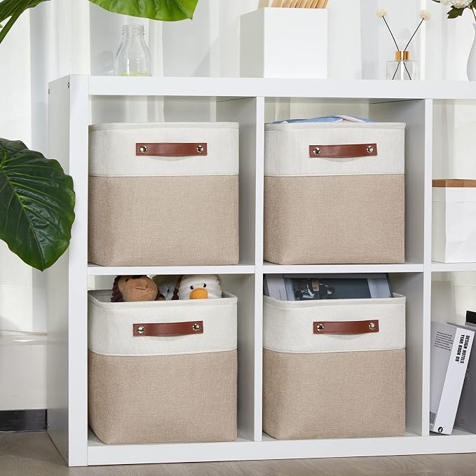 DULLEMELO 11 inch Cube Storage Bins, Large Collapsible Grey Storage Baskets - Image 3