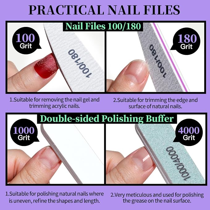 FANDAMEI Manicure and Pedicure Tools Kit, Manicure Kit, Nail Files 100/180 - Image 2