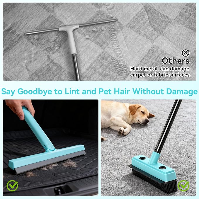 Floor Squeegee with 180° Rotating Head, with Rubber Broom - Image 4