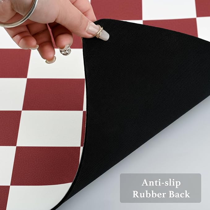 Red Checkered Dish Drying Mat for Kitchen Counter, Coffee Bar Station - Image 7
