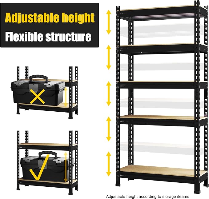 PrimeZone Storage Shelves 5 Tier Adjustable Garage Storage Shelving, Heavy Duty - Image 5
