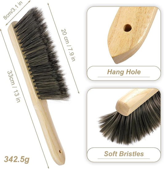 Rbenxia 2 Pieces Wooden Handle Bench Brushes Horse Hair Brushes Soft Bristles - Image 2