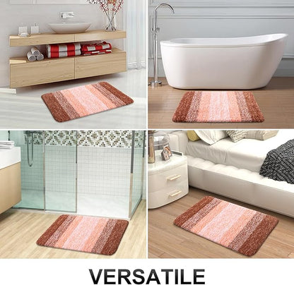OLANLY Luxury Toilet Rugs U-Shaped 24x20, Extra Soft and Absorbent Microfiber Bathroom Rugs, Non-Slip Plush Shaggy Bath Mat, Machine Wash Dry, Contour Bathroom Mats for Toilet Base, Orange