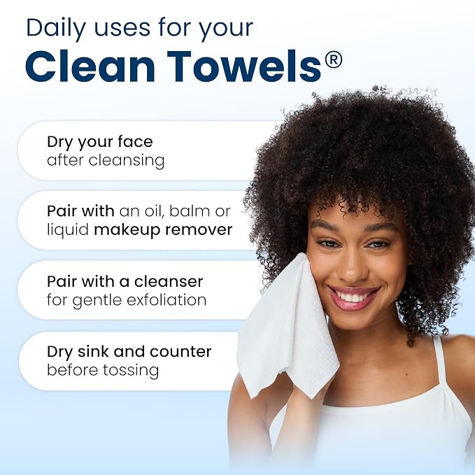 Clean Skin Club Clean Towels XL®, 100% USDA Biobased Face Towel, Disposable - Image 9