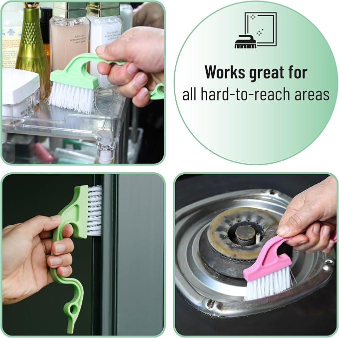 Slick- Window Track Cleaning Brush, 3 Pack, Ergonomic Handle, Built-in Scraper - Image 6