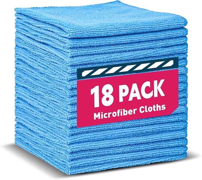 Microfiber Cleaning Cloths-18 Pack, Cleaning Rags, Microfiber Towels by TEAWOO