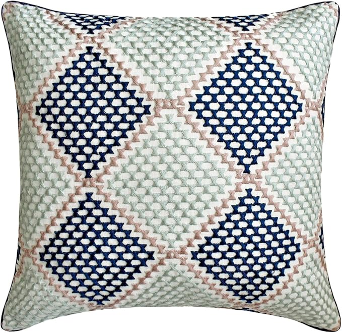The HomeCentric King/Queen/Twin Blue Decorative Bed Runner Full 68"x18" Bed Runner with One Pillow Cover, Embroidered Bed Scarf on Embroidered Fabric - Pointillism