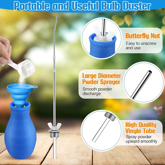 2PCS Diatomaceous Earth Powder Duster, Longer 9" to 22" Retractable Garden - Image 3