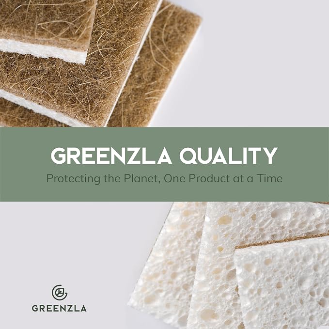 Greenzla Kitchen Sponges, Odor Free Plant-Based Dish Sponges, Non-Scratch Sisal - Image 7