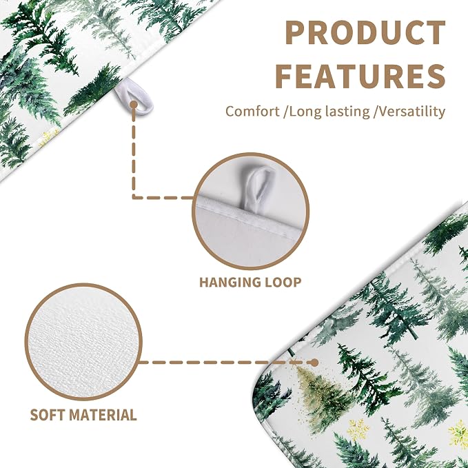 Christmas Trees Dish Drying Mat 18x24 Inch Large Size Winter Dish Dry Mats - Image 2