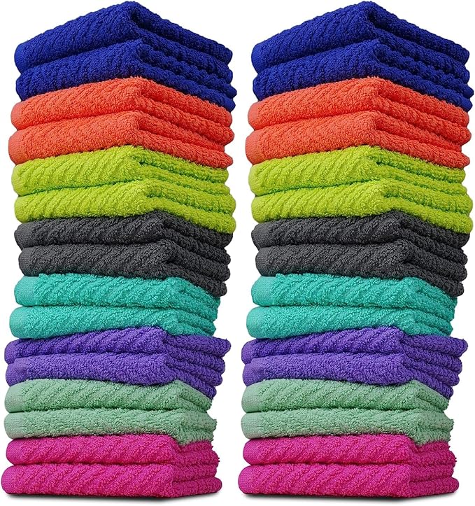 ZUPERIA Zigzag Multicolor Wash Cloths -32 Pack -12" x 12"- Highly Absorbent by Zuperia