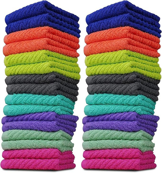 ZUPERIA Zigzag Multicolor Wash Cloths -32 Pack -12" x 12"- Highly Absorbent by Zuperia