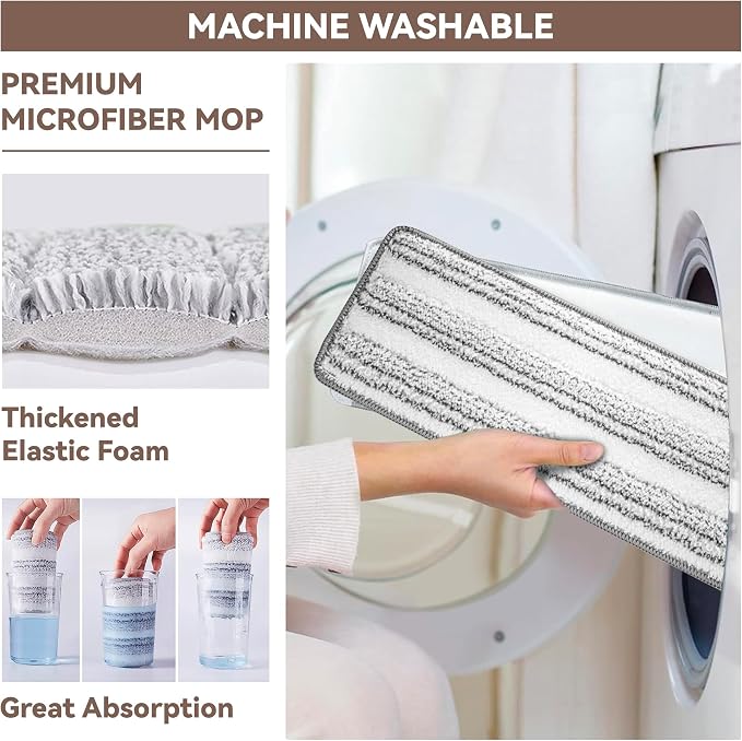 Microfiber Flat Mop Pads, 13-Inch Washable and Reusable Refills, Compatible - Image 4