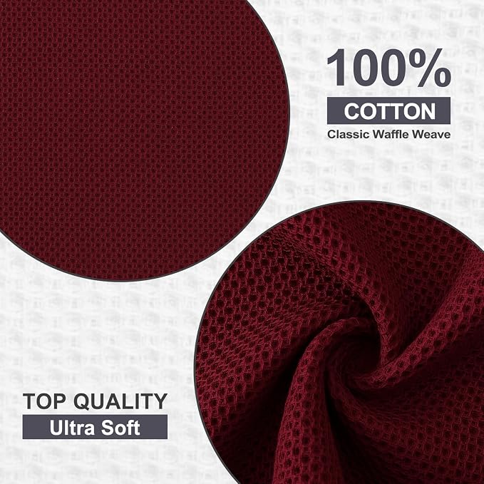 Kitinjoy 100% Cotton Kitchen Dish Cloths, 6 Pack Waffle Weave Ultra Soft - Image 2