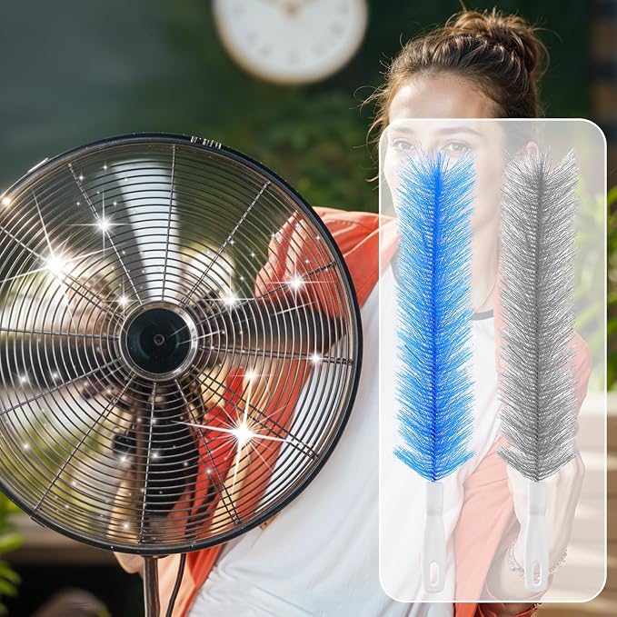 2 Pcs Cobweb Duster, Fan Cleaner Brushes Bendable Fans Cleaning Brush Set - Image 5