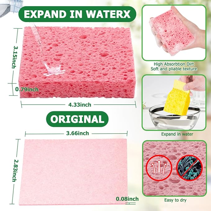 Compressed Natural Cellulose Sponges 24 Pack Regular Size Multicolor Soft - Image 2