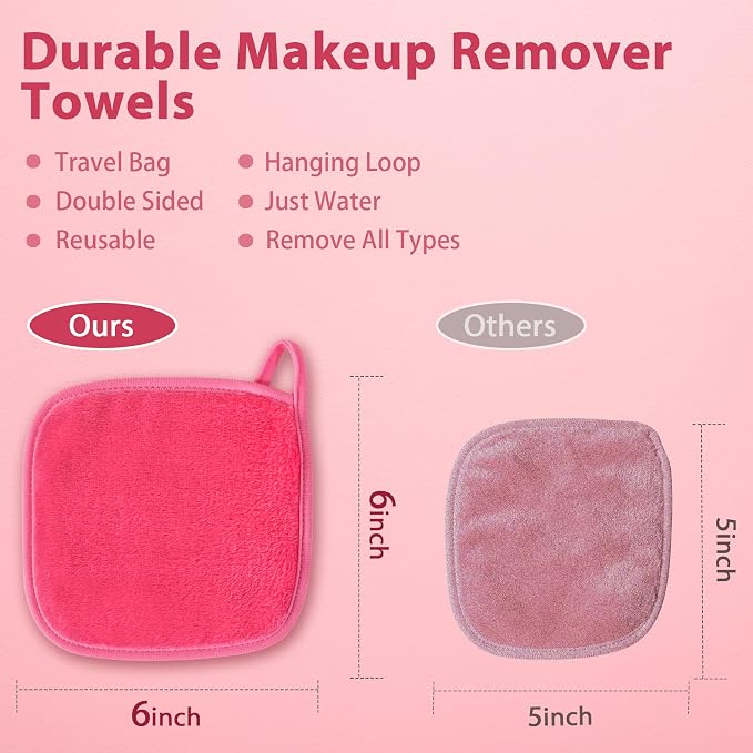 Makeup Remover Cloth, 12 Pack Makeup Remover Pads Microfiber Face Washcloth - Image 6