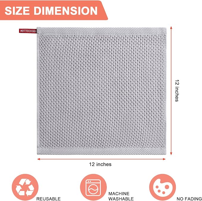 BOOMIBOO 6-Pack Kitchen Dish Cloths, 100% Cotton Waffle Weave, Ultra Soft - Image 2