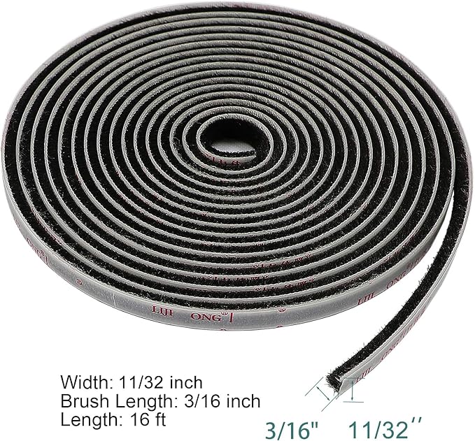 TORRAMI Adhesive Brush Seal Weather Stripping 11/32 inch x 3/16 inch x 16 ft - Image 2