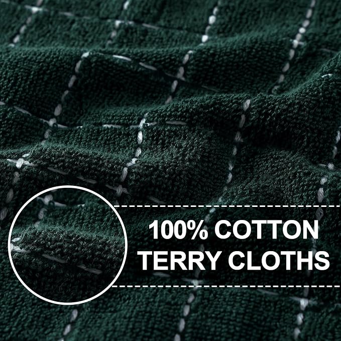 Homaxy 100% Cotton Terry Kitchen Towels, Checkered Designed, Soft and Super - Image 2