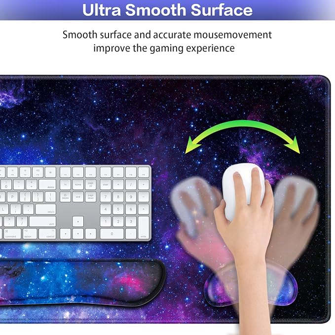Mouse Pad Galaxy with Wrist Rest, 4-in-1 Large Mousepad+Keyboard Wrist - Image 4