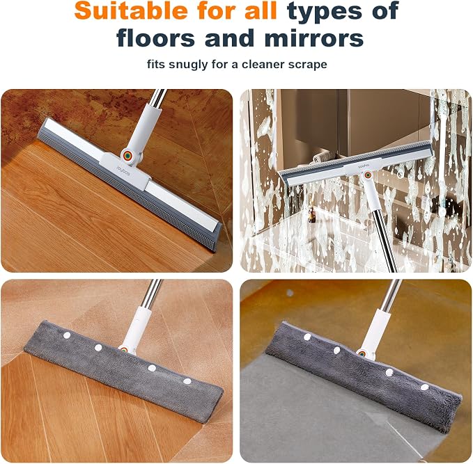 Rubber Squeegee Broom for Floor, Upgrade 62" Long Handle Window Squeegee - Image 2