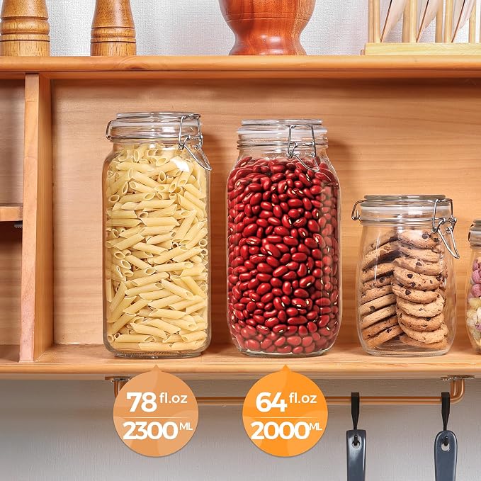 ComSaf Large Glass Jars with Lid 64 oz, Large Mason Jars Set of 3, Glass - Image 6
