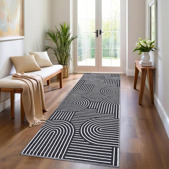 Modern Rug 2.5x8 Runners for Hallways, Abstract Kitchen Runner Rugs Non Slip - Image 3