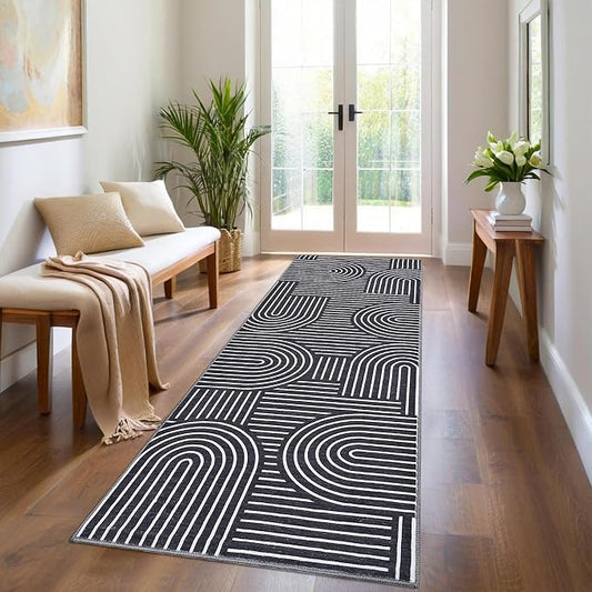 Modern Rug 2.5x10 Runners for Hallways, Abstract Kitchen Runner Rugs Non Slip by ROYHOME