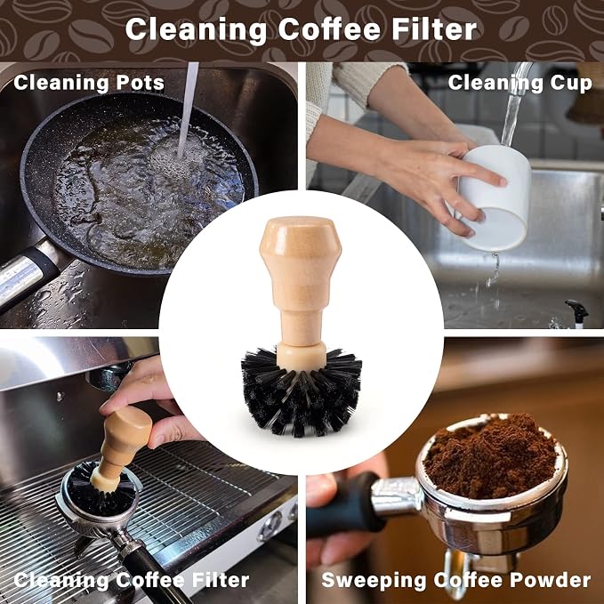 Coffee Portafilter Basket Cleaning Brush, Stiff Bristles and Wood Handle Coffee - Image 7
