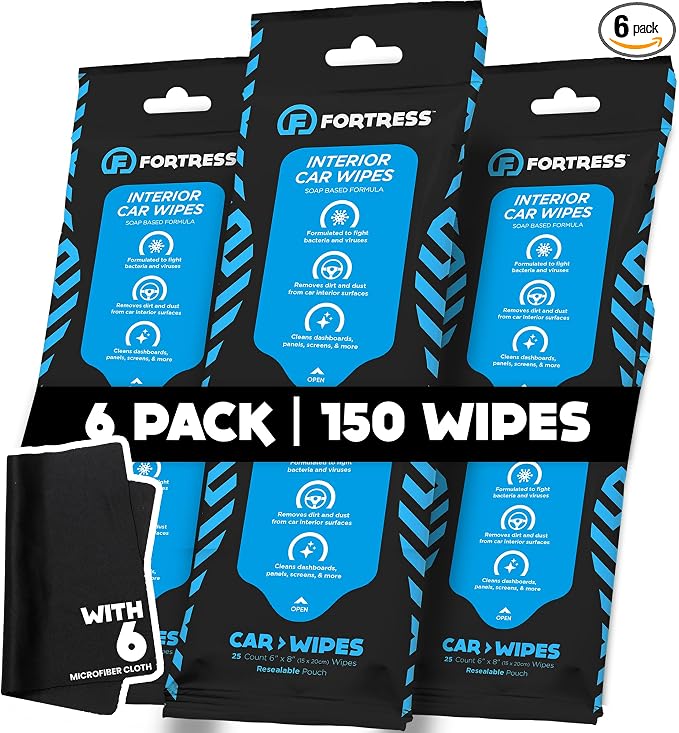 Fortress Car Wipes with Microfiber Cloth by Fortress