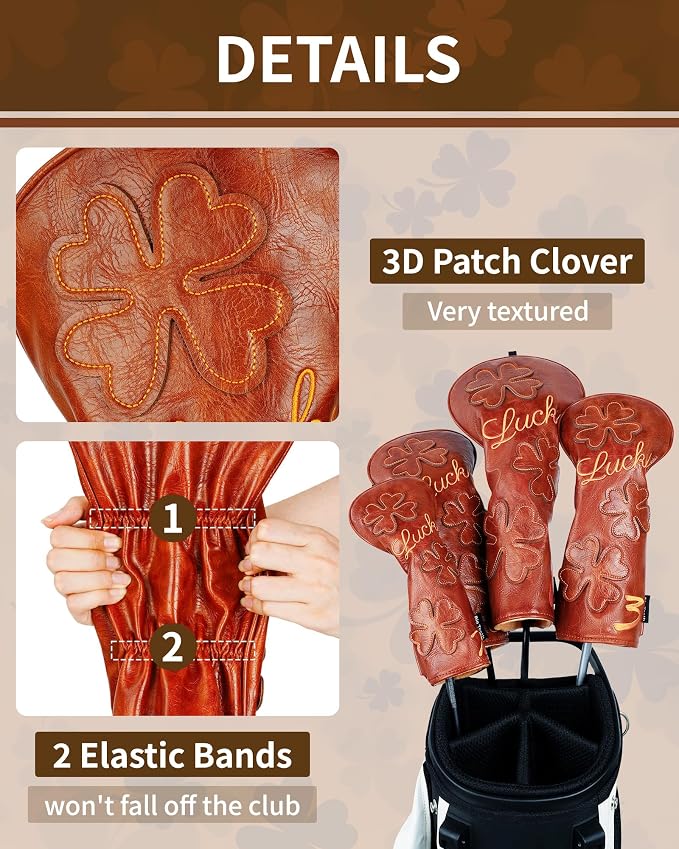 Golf Headcovers Golf Club Head Covers Four Leaf Clover Good Luck Charm - Image 5