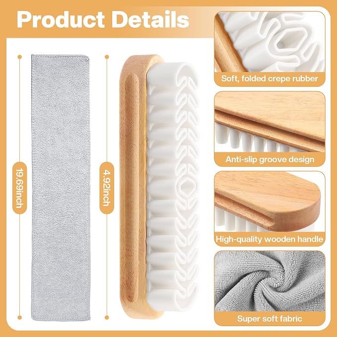 2 Pcs Suede Shoe Brush Nubuck Leather Cleaner Shoes Shine Dauber Crepe - Image 3