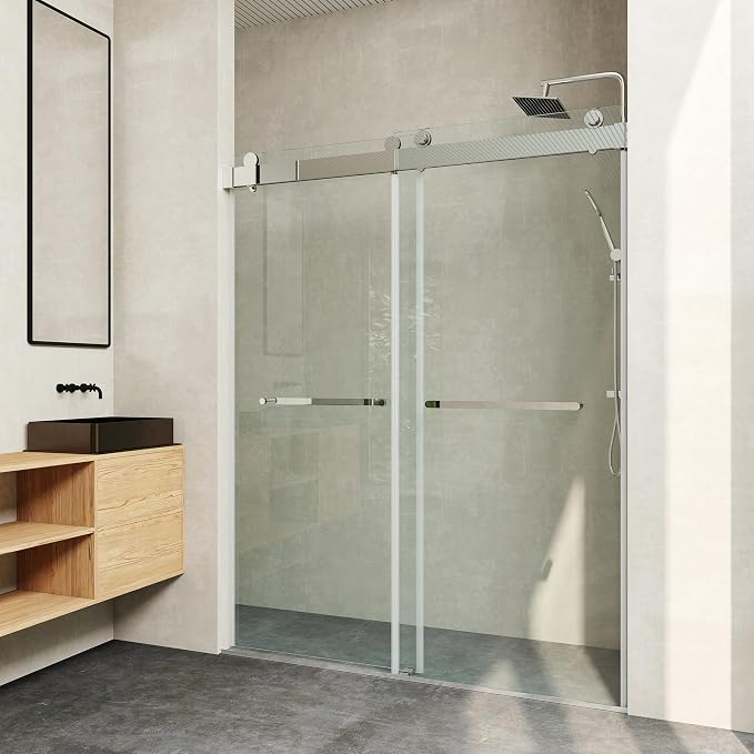 Frameless Soft Close Shower Door, 72 "H, 3/8" Clear Tempered Glass, Double - Image 9