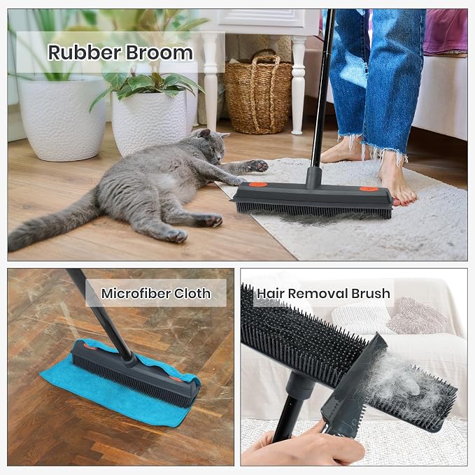 MAVRIZ Pet Hair Removal Broom on Carpet, Rubber Broom - Image 5