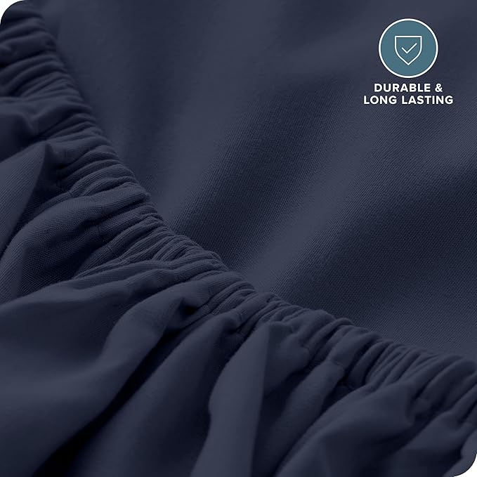 Bare Home Fitted Bottom Sheet Twin XL Size - Premium 1800 Microfiber - Ultra-Soft Hotel Luxury - Deep Pocket - Durable and Long Lasting - Fitted Sheet (Twin XL, Midnight Blue)