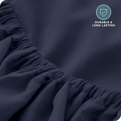 Bare Home Fitted Bottom Sheet Twin XL Size - Premium 1800 Microfiber - Ultra-Soft Hotel Luxury - Deep Pocket - Durable and Long Lasting - Fitted Sheet (Twin XL, Midnight Blue)