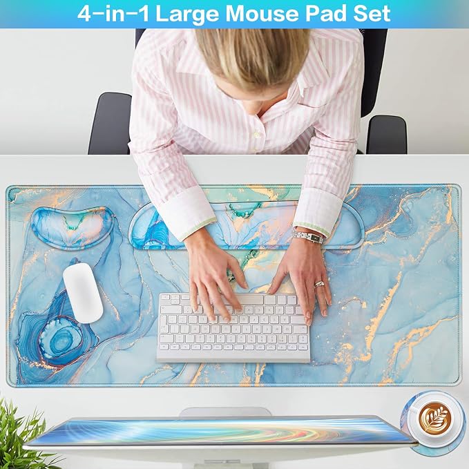 Desk Mat Blue, Large Gaming Mouse Pad - Image 2
